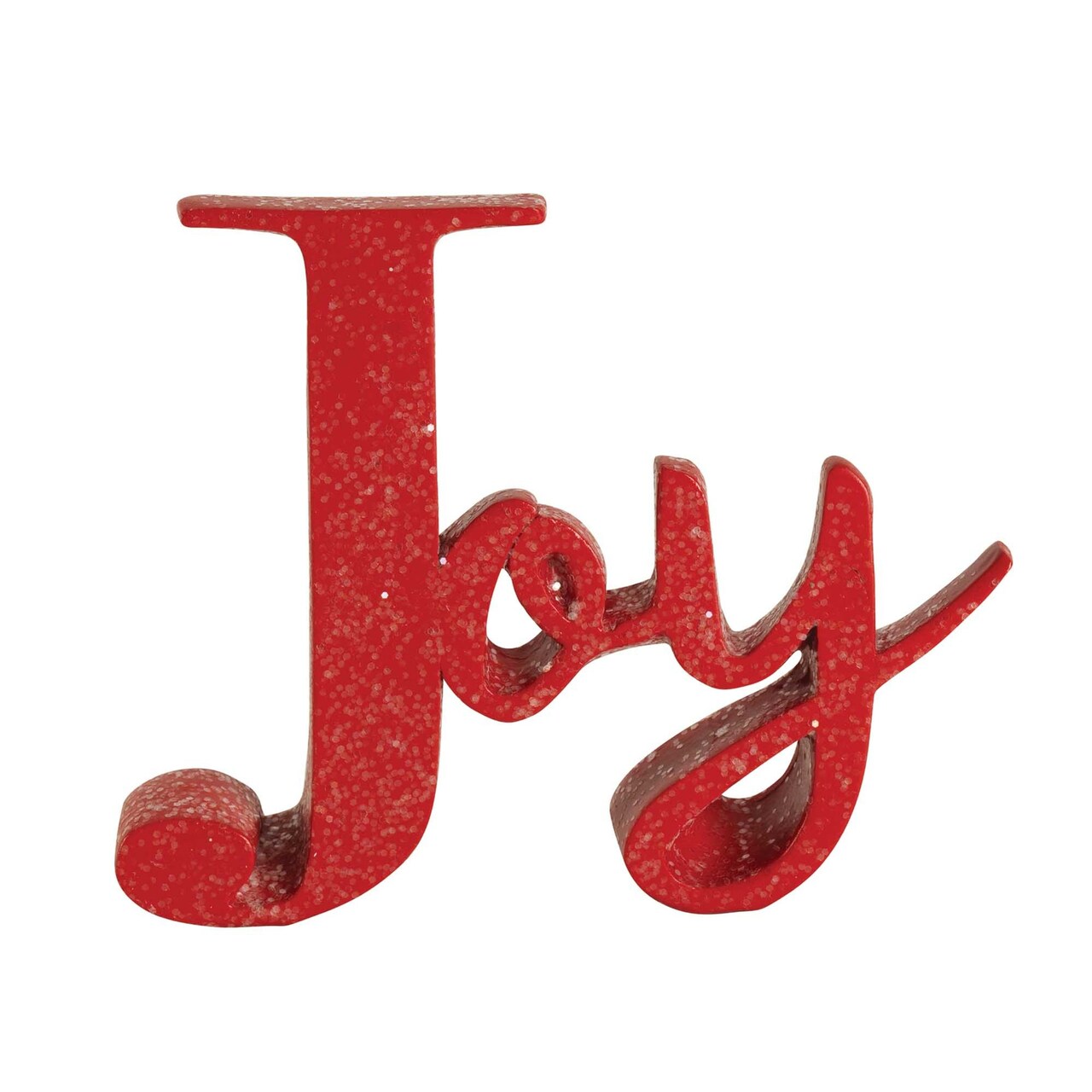 Edge Collections - 6" x 4.75" - Red - Glittering Joy Christmas Figurine - 1 Piece